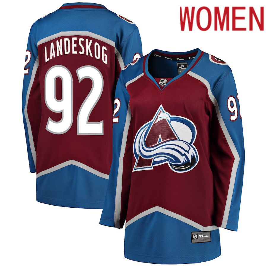 Women Colorado Avalanche 92 Gabriel Landeskog Fanatics Branded Burgundy Breakaway Player NHL Jersey